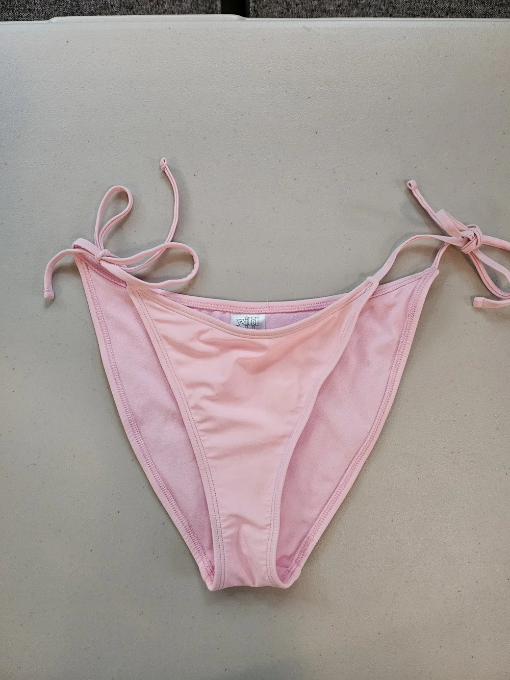 Wild Fable Light Pink Rhinestone Tie On Bikini Top and Bottom Size Small